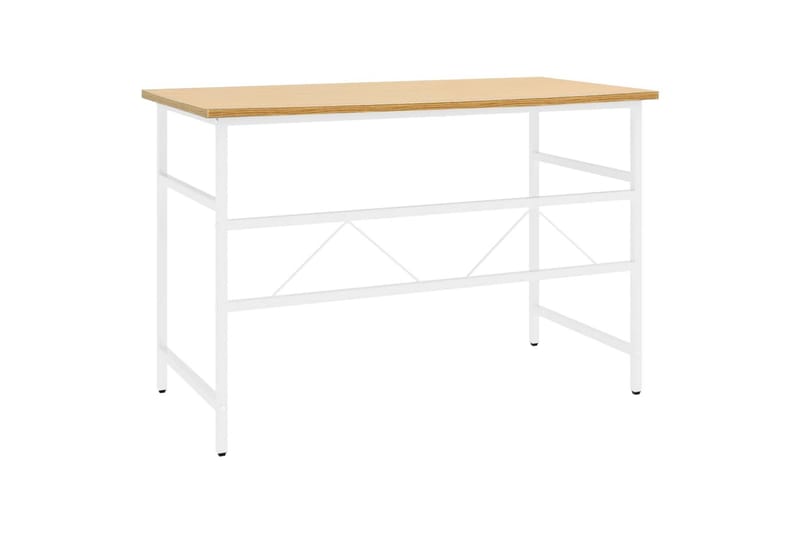 PC-bord hvit og lys eik 105x55x72 cm MDF og metall - Brun - Skrivebord - Databord & PC bord