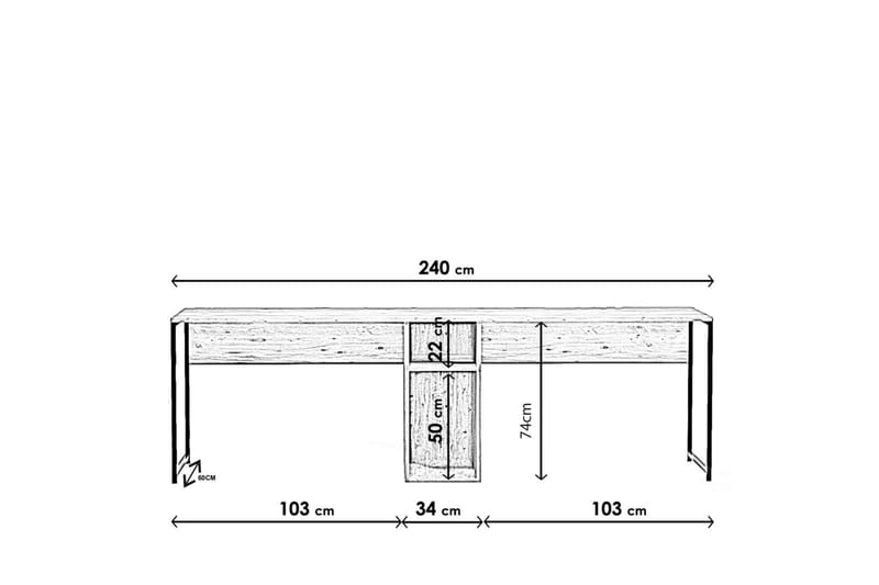 Pellafol Skrivebord 140 cm med Oppbevaringshyller - Natur/Svart - Møbler - Bord - Kontorbord - Skrivebord