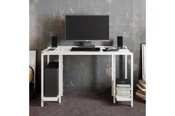 Pinnarp Skrivebord 125 cm med Oppbevaring 2 Hyller - Hvit - Møbler - Bord - Kontorbord - Skrivebord