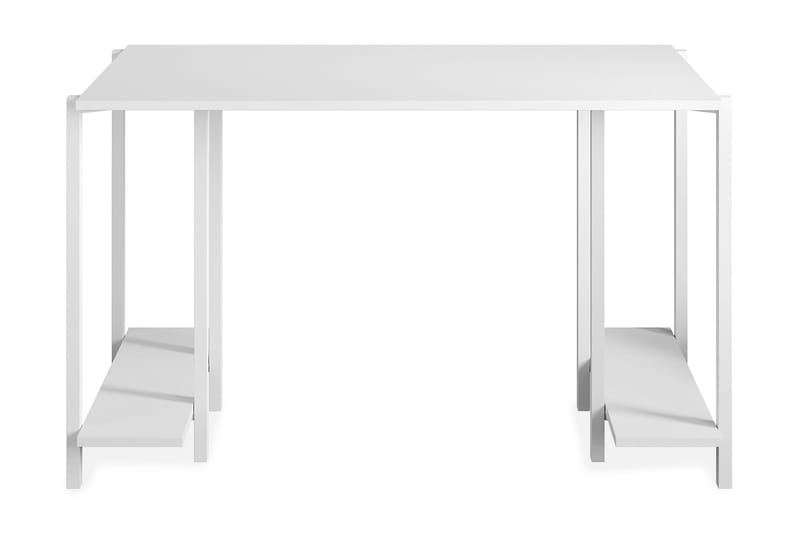Pinnarp Skrivebord 125 cm med Oppbevaring 2 Hyller - Hvit - Møbler - Bord - Kontorbord - Skrivebord