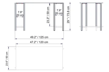 Pinnarp Skrivebord 125 cm med Oppbevaring 2 Hyller Marmormøn - Grå - Møbler - Bord - Kontorbord - Skrivebord