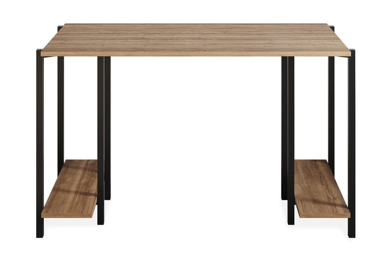 Pinnarp Skrivebord 125 cm med Oppbevaring 2 Hyller, Natur/Svart