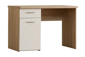Priesmeyer Skrivebord 110 cm med Oppbevaring Skuff + Skap - Brun/Hvit - Møbler - Bord - Kontorbord - Skrivebord