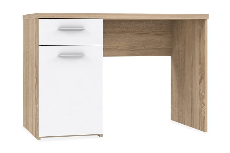 Priesmeyer Skrivebord 110 cm med Oppbevaring Skuff + Skap, Brun/Hvit