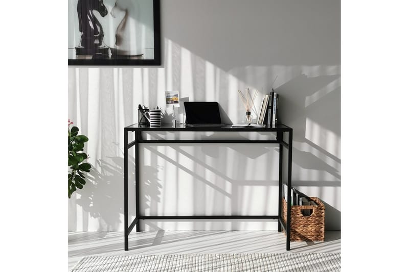 Sabani Skrivebord 100 cm - Glass/Røykfarget/Svart - Møbler - Bord - Kontorbord - Skrivebord