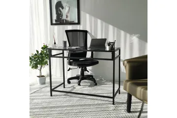 Sabani Skrivebord 100 cm - Glass/Røykfarget/Svart - Møbler - Bord - Kontorbord - Skrivebord