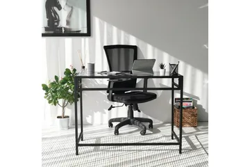 Sabani Skrivebord 100 cm - Glass/Røykfarget/Svart - Møbler - Bord - Kontorbord - Skrivebord