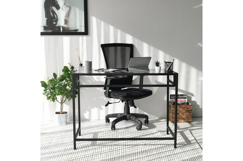 Sabani Skrivebord 100 cm - Glass/Røykfarget/Svart - Møbler - Bord - Kontorbord - Skrivebord