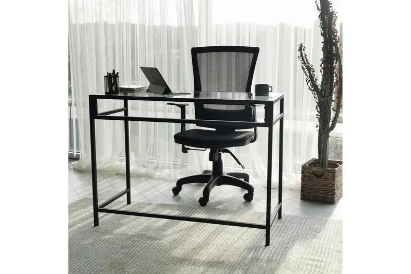 Sabani Skrivebord 100 cm - Glass/Svart - Møbler - Bord - Kontorbord - Skrivebord