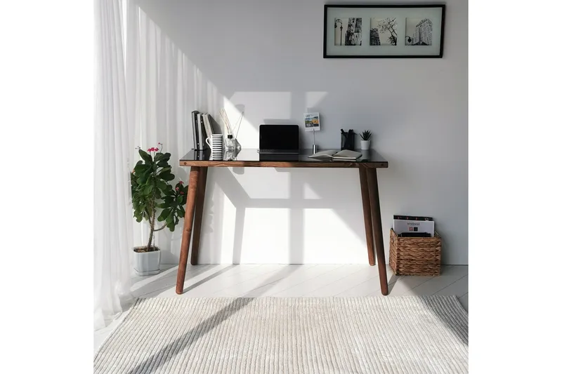 Sabani Skrivebord 110 cm - Glass/Valnøttbrun - Møbler - Bord - Kontorbord - Skrivebord