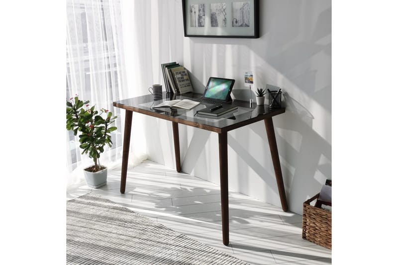 Sabani Skrivebord 110 cm - Glass/Valnøttbrun - Møbler - Bord - Kontorbord - Skrivebord