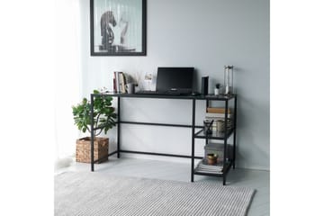 Sabani Skrivebord 130 cm med Oppbevaring 2 Hyller - Glass/Røykfarget/Svart - Møbler - Bord - Kontorbord - Skrivebord