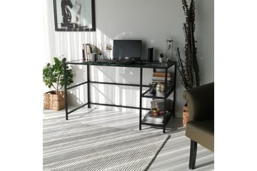 Sabani Skrivebord 130 cm med Oppbevaring 2 Hyller - Glass/Røykfarget/Svart - Møbler - Bord - Kontorbord - Skrivebord