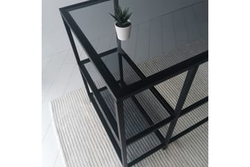 Sabani Skrivebord 130 cm med Oppbevaring 2 Hyller - Glass/Røykfarget/Svart - Møbler - Bord - Kontorbord - Skrivebord