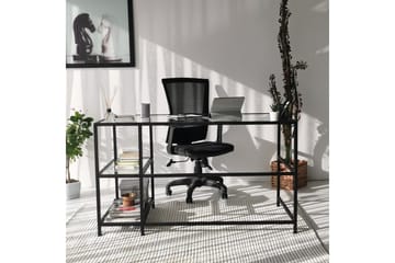 Sabani Skrivebord 130 cm med Oppbevaring 2 Hyller - Glass/Svart - Møbler - Bord - Kontorbord - Skrivebord