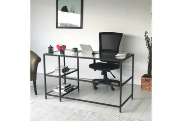 Sabani Skrivebord 130 cm med Oppbevaring 2 Hyller - Glass/Svart - Møbler - Bord - Kontorbord - Skrivebord