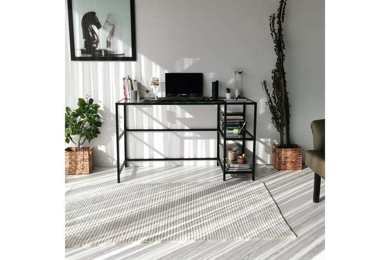Sabani Skrivebord 130 cm med Oppbevaring 2 Hyller - Glass/Svart - Møbler - Bord - Kontorbord - Skrivebord