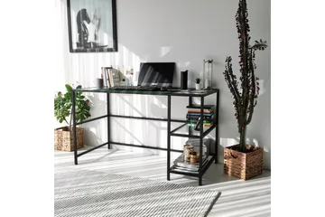 Sabani Skrivebord 130 cm med Oppbevaring 2 Hyller - Glass/Svart - Møbler - Bord - Kontorbord - Skrivebord