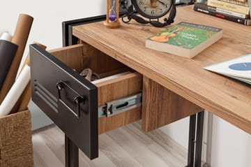 Sapphira Skrivebord 139 cm med Oppbevaring 2 Skuffer - Tre/Svart - Møbler - Bord - Kontorbord - Skrivebord