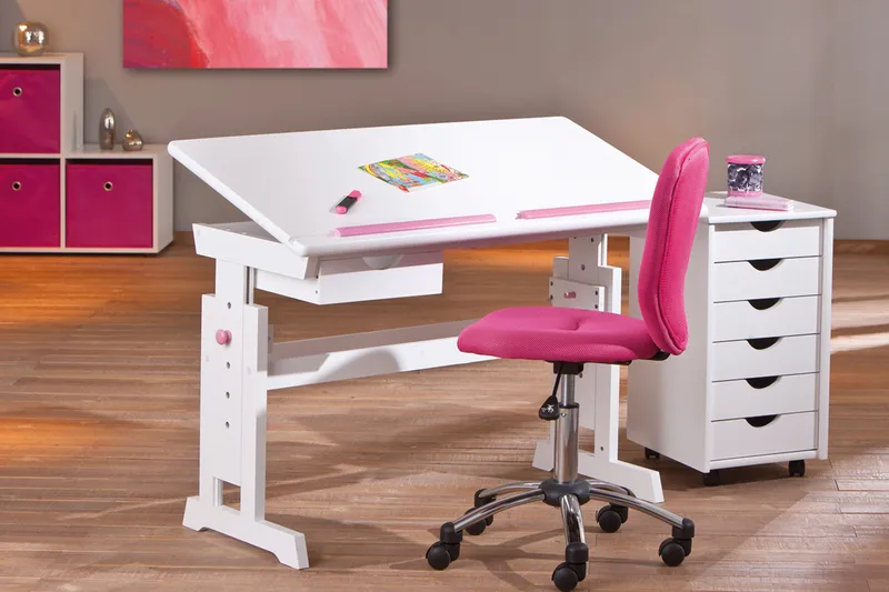 Selena Skrivebord Barn - Hvit/Rosa - Møbler - Bord - Kontorbord - Skrivebord