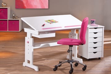 Selena Skrivebord Barn - Hvit/Rosa - Møbler - Bord - Kontorbord - Skrivebord