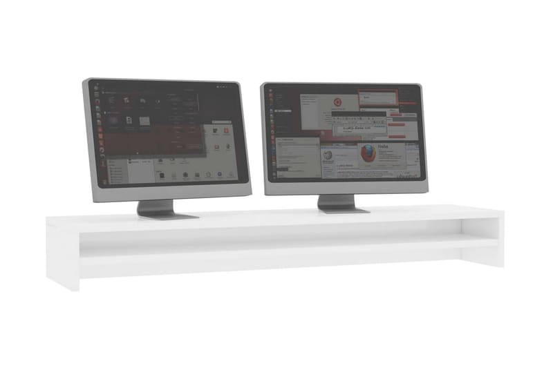 Skjermstativ høyglans hvit 100x24x13 cm sponplate - Skrivebord - Databord & PC bord
