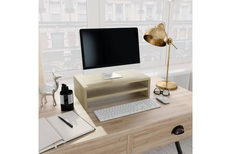 Skjermstativ sonoma eik 42x24x13 cm sponplate - Brun - Skrivebord - Databord & PC bord