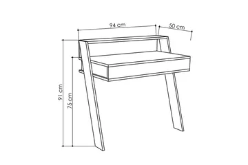 Skoved Skrivebord 94 cm med Oppbevaringsskuff + Hylle - Grå - Møbler - Bord - Kontorbord - Skrivebord