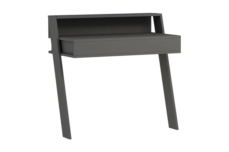 Skoved Skrivebord 94 cm med Oppbevaringsskuff + Hylle, Grå