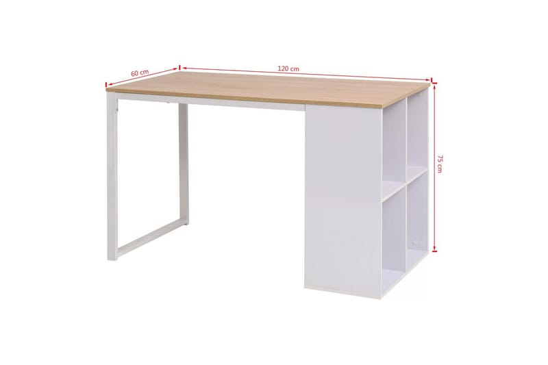 Skrivebord 120x60x75 cm eik og hvit - Brun - Skrivebord - Databord & PC bord
