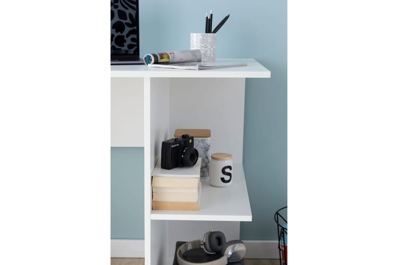 Skrivebord Adeon 82 cm med Oppbevaringshyller - Hvit - Skrivebord - Databord & PC bord