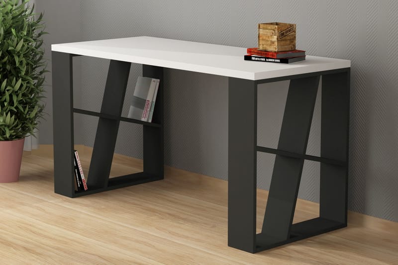 Skrivebord Adong 140 cm - Hvit/Mørkegrå - Skrivebord - Databord & PC bord