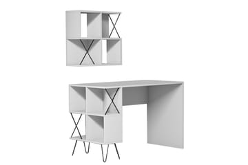 Skrivebord Amtorp 120 cm med Oppbevaring Hylle + Bokhylle Li - Hvit/Svart - Møbler - Bord - Kontorbord - Skrivebord