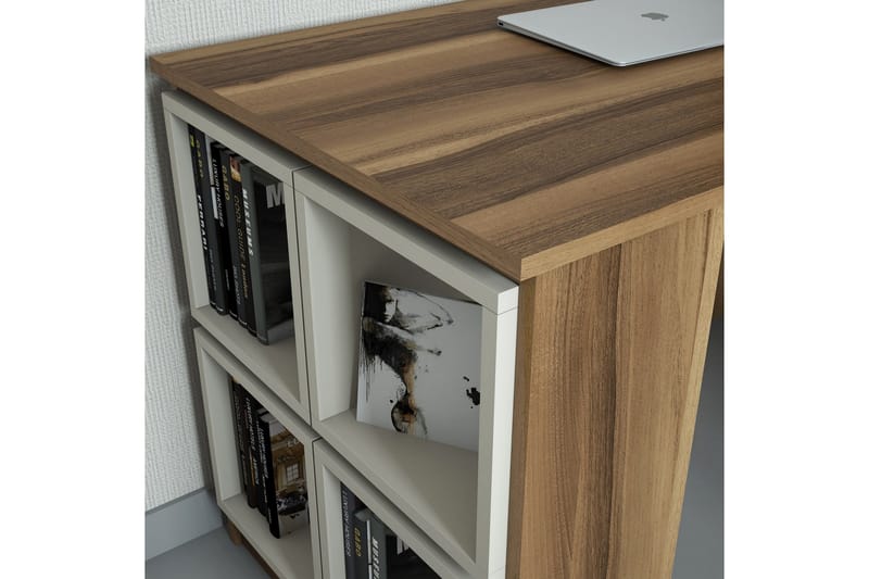 Skrivebord Amtorp 120 med Oppbevaring Hylle + Vegghylle - Brun/Eik - Skrivebord - Databord & PC bord