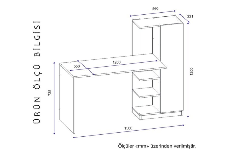 Skrivebord Andocester 120 cm - Antrasitt - Skrivebord - Databord & PC bord