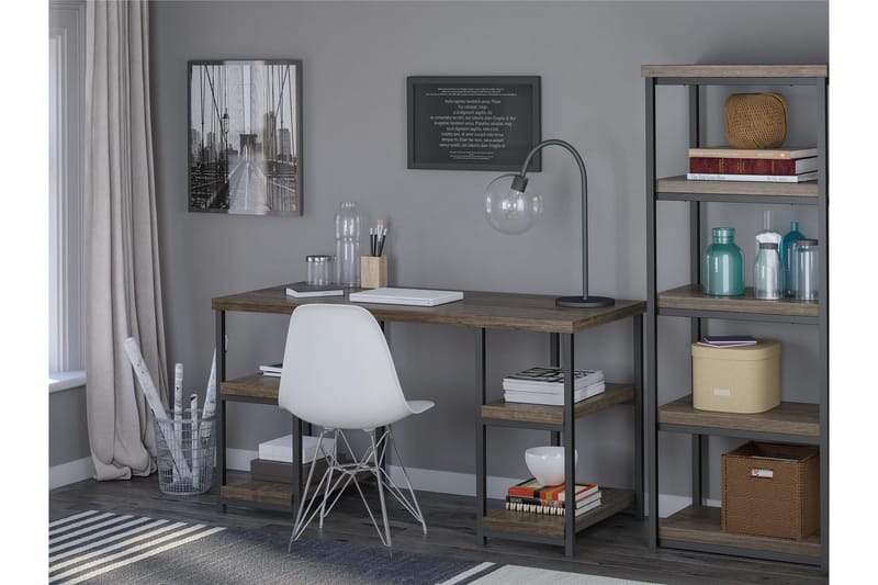 Skrivebord Ashlar 137 cm med Oppbevaring 4 Hyller Brun/Svart - Dorel Home - Skrivebord - Databord & PC bord