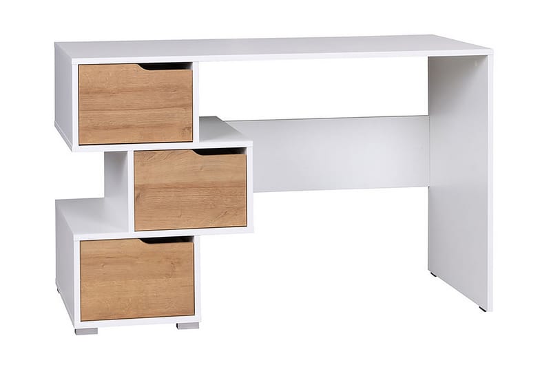 Skrivebord Awena 120 cm med Oppbevaring 3 Skuffer - Hvit/Brun - Skrivebord - Databord & PC bord