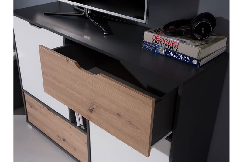Skrivebord Awena 120 cm med Oppbevaring 3 Skuffer - Hvit/Brun - Skrivebord - Databord & PC bord