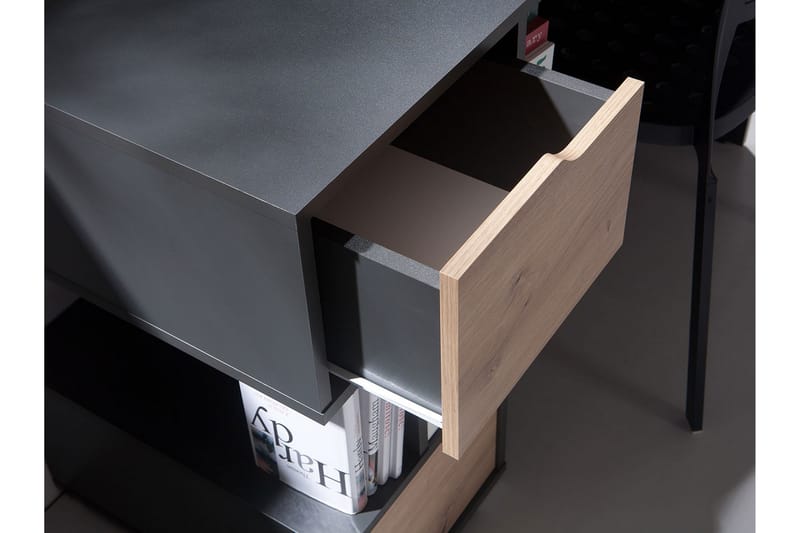 Skrivebord Awena 120 cm med Oppbevaring 3 Skuffer - Svart/Beige/Hvit - Skrivebord - Databord & PC bord