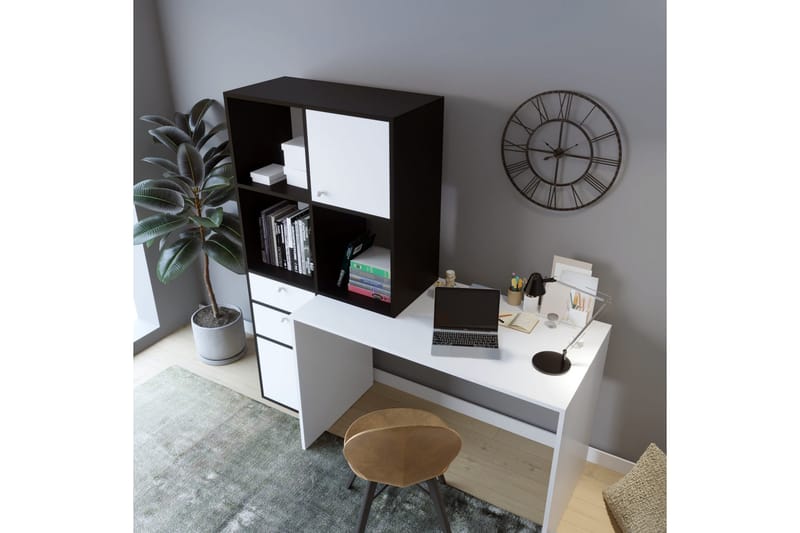 Skrivebord Belgin 164x160x164 cm med oppbevaring - Hvit - Skrivebord - Databord & PC bord
