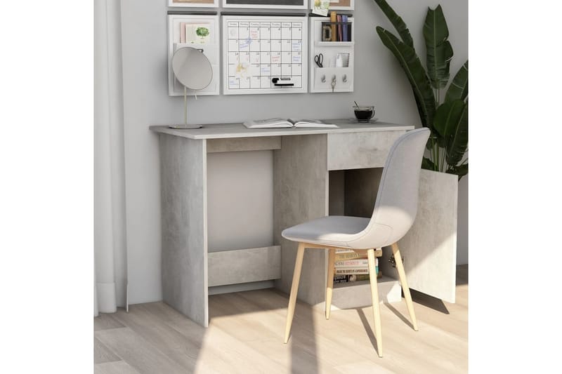 Skrivebord betonggrå 100x50x76 cm sponplate - Grå - Skrivebord - Databord & PC bord
