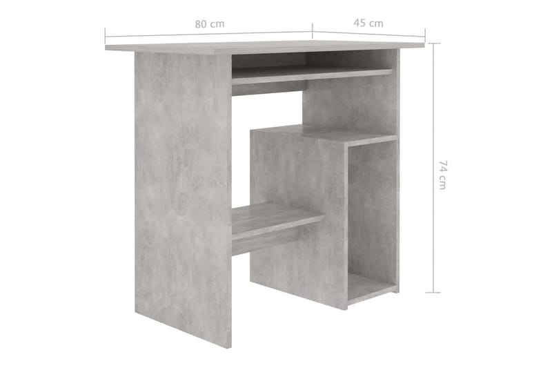 Skrivebord betonggrå 80x45x74 cm sponplate - Skrivebord - Databord & PC bord