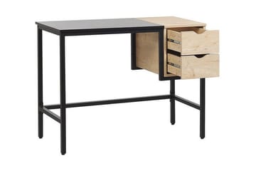 Skrivebord Bewehn 100 cm med Oppbevaring 2 Skuffer - Svart/Lyst Tre - Møbler - Bord - Kontorbord - Skrivebord