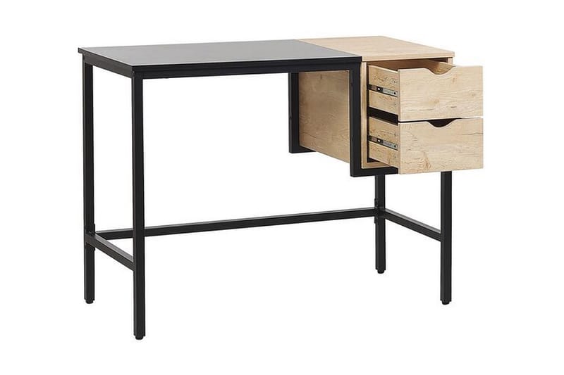 Skrivebord Bewehn 100 cm med Oppbevaring 2 Skuffer - Svart/Lyst Tre - Møbler - Bord - Kontorbord - Skrivebord
