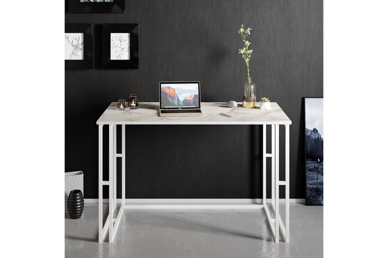 Skrivebord Blista 120 cm Marmormønster - Hvit - Skrivebord - Databord & PC bord