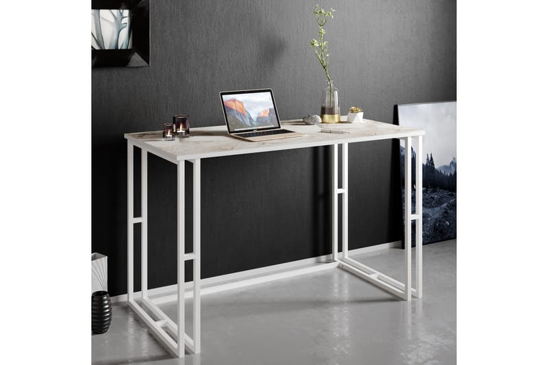 Skrivebord Blista 120 cm Marmormønster - Hvit - Skrivebord - Databord & PC bord