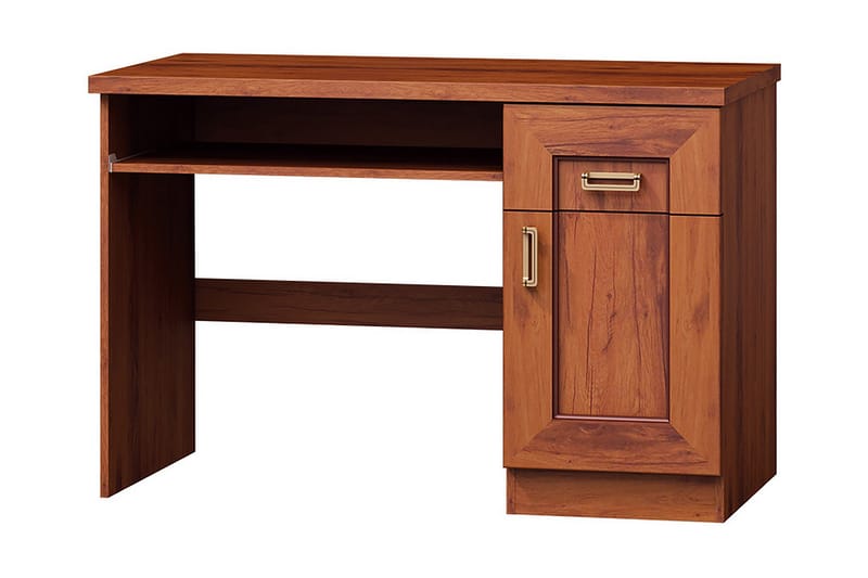 Skrivebord Borek 118 cm med Oppbevaring Skuffer+Hylle+Skap - Lysebrun - Skrivebord - Databord & PC bord