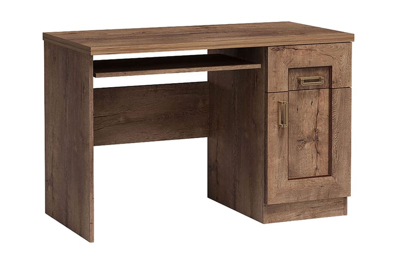 Skrivebord Borek 118 cm med Oppbevaring Skuffer+Hylle+Skap - Mørkebrun - Skrivebord - Databord & PC bord