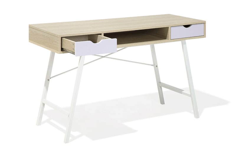 Skrivebord Bromide 120 cm med Oppbevaringshylle + 2 Skuffer - Tre/Natur - Skrivebord - Databord & PC bord