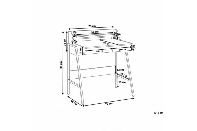 Skrivebord Broxeele 77 cm med Oppbevaring - Tre/Natur - Skrivebord - Databord & PC bord